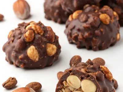 Chocolate bars studded with almonds